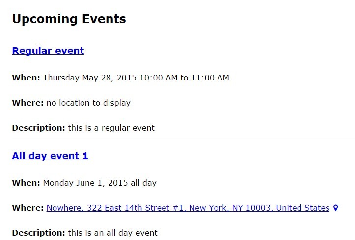 jQuery Google Public Calendar Feed Reader